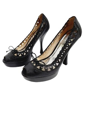 Michael Kors Naples Negro Plataforma Punta Abierta Bomba 4 Pulgadas Tacón Alto Talla 8M Foto 1 de 4