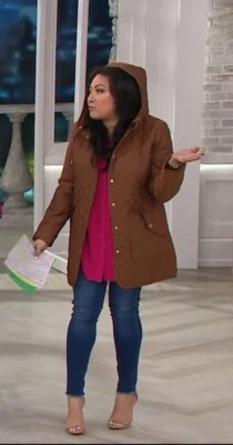 Abrigo acolchado con capucha marrón Joan Rivers, XXS Foto 1 de 4