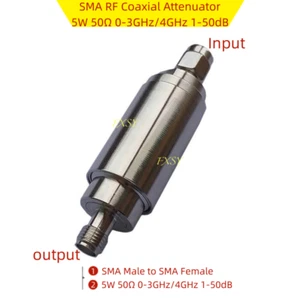SMA RF Coaxial Attenuator 5W 50Ω 0-3GHz/4GHz 1/2/3/5/6/10/15/20/25/30/40/50dB - Picture 1 of 18