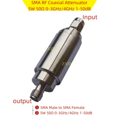 SMA RF Coaxial Attenuator 5W 50Ω 0-3GHz/4GHz 1/2/3/5/6/10/15/20/25/30/40/50dB - Image 1 of 4