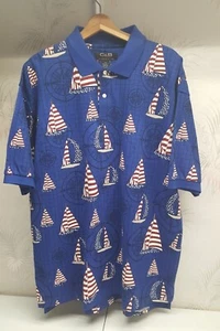 Cutter & Buck Sport Mens Sz XL Nautical All Over Print Sailboat Polo Shirt - Picture 1 of 5
