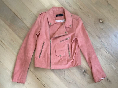 Zara Womens Pink Genuine Leather Zip Jacket Size XS - Image 1 of 4