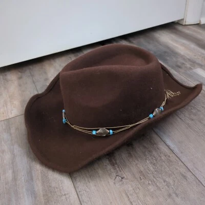 Vintage Cappelli Cowboy Hat 100% Wool Brown NWT Cowgirl Core Felt with Turquoise - Image 1 of 4