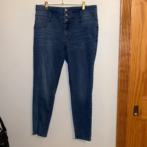 Refuge High Waisted Jeans Skinny Leg Button Fly Dark Wash Denim Gr. 14 - Bild 1 von 7