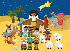 Nativity Birth Jesus Felt Figures Flannel Board Story Christmas dark skinned BKd - Picture 1 of 3