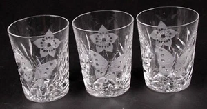 (3) Bleikristall Whisky alte Mode Gläser - Schmetterlinge & Blumen - Bild 1 von 3