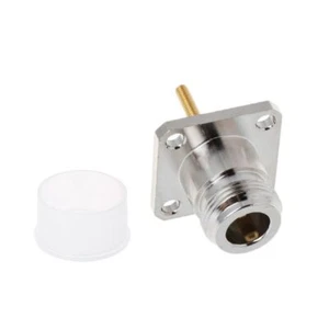 Brass N Female Jack Connector With 4 Hole Flange Mount Chassis RF Adapter Long S - Zdjęcie 1 z 8