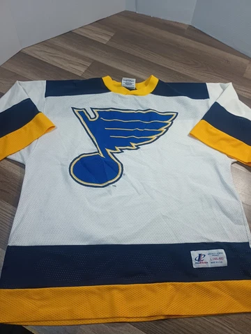 Rare VTG LOGO ATHLETIC pronger St. Louis Blues Short Sleeve Jersey large Stains Cover