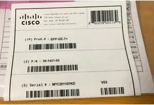 Cisco SFP-GE-T 1000BASE-T NEBS 3 ESD Module (Brand New Sealed) - Picture 1 of 1