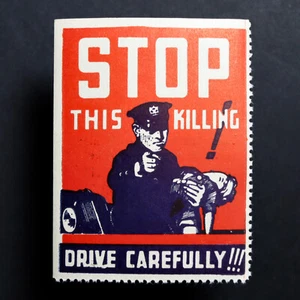 Poster Stamp * USA * 1940 New York City Safety Campaign Automobile - Picture 1 of 2