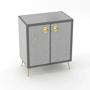 Bone Inlay Scandinavian Cabinet Grey Star Pattern 75x45x90cm - Picture 1 of 2