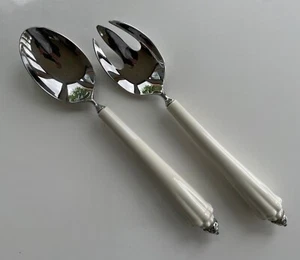 Lenox Übergröße 12" Elfenbein Porzellan 18/10 Edelstahl Gabel Löffel Servierutensilien - Bild 1 von 4