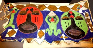 Vintage African Yoruba Kings Gift Hand Beaded Wall Art beautiful app 36"x19" - Picture 1 of 6
