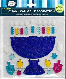 Chanukka Gel Fensterdeko - Menora mit leuchtenden Flammen - Bild 1 von 1