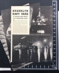 1942 Brooklyn Navy Yard Builds Wartime Fleet 3 Page Vintage Magazine Article - Picture 1 of 9