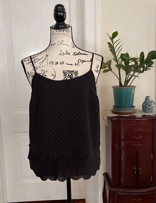 Top de mujer Elle negro blanco lunares ajustable con correa de espagueti en capas talla M Foto 1 de 4