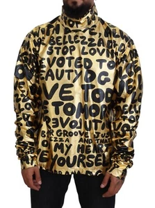 DOLCE & GABBANA Sweater Gold Logo Print Turtleneck Pullover IT48/US38/M 3380usd - Picture 1 of 14