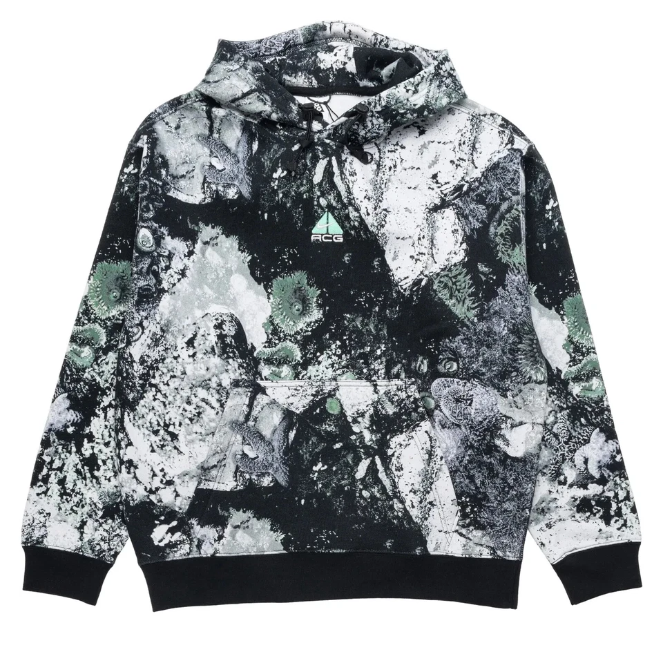 NIKE ACG Therma-Fit Tuff Fleece Hoodie Black Summit White DV9096-493 SZ MEDIUM