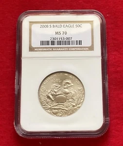 2008-S NGC MS70 BALD EAGLE COMMEMORATIVE HALF DOLLAR 50c  - Picture 1 of 2