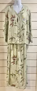 Hot Cotton Marc Ware Linen Skirt Blouse Set Floral Spring Summer Lagenlook SM/MD - Picture 1 of 7