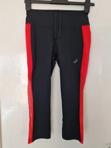 Asics Capri Tight  running  Performance leggings - size Small Black Pink New - Picture 1 of 12