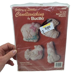 Bucilla Galleria di Punti Candelewicking Cucina Animali Set Calamite Vintage - Foto 1 di 4