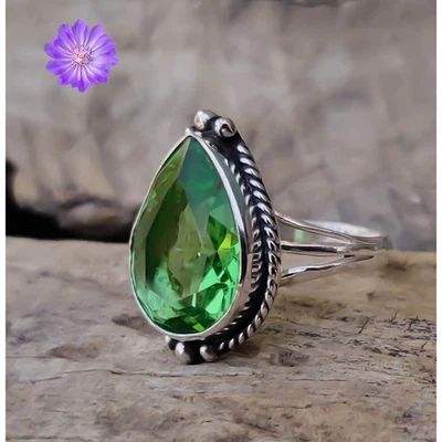 925 Sterling Silver Peridot Gemstone Beautiful Handmade Woman Gift Ring - Image 1 of 2