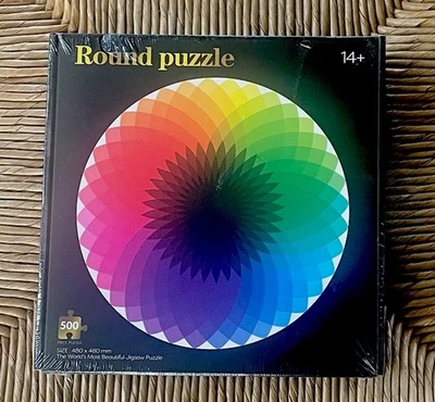 NIB Sealed 1000 Piece Round Rainbow Gradient Color Jigsaw Puzzle - Image 1 of 2