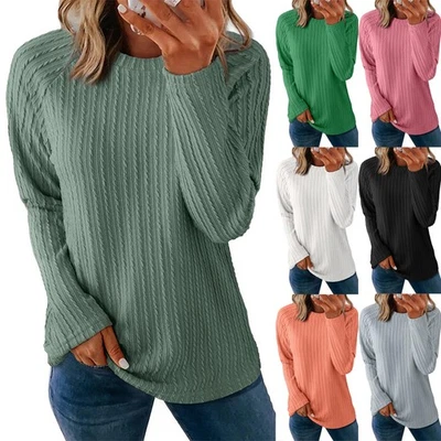 UK Womens Pullover Long Sleeves Jumper Casual Shirts Blouse Tops Loose PLUS SIZE - Image 1 of 4