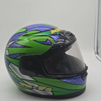 Casco de moto cara completa KBC TK-7. TALLA XXL verde y morado Foto 1 de 4