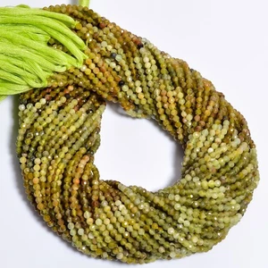 Grossular Garnet Gemstone Round Shape Faceted Beads 3 mm Strand 12.5" AB-555 - Picture 1 of 2