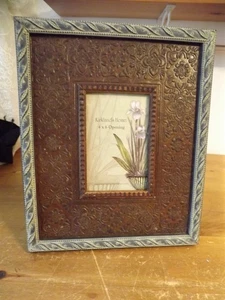 KIRKLAND HOME PICTURE FRAME 4x6 photo BROWN CARVED metal embossed - Picture 1 of 11