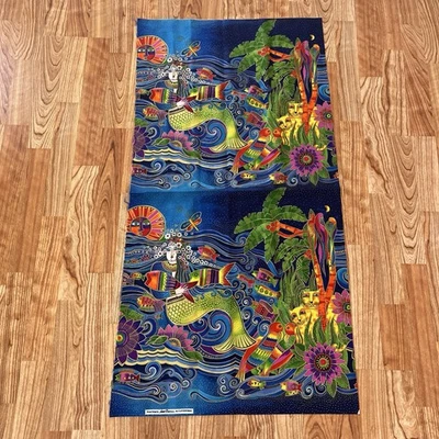 CUTOFF Ocean Songs Olas Azules Sirena Peces Bosque Animales Panel Laurel Burch Foto 1 de 4