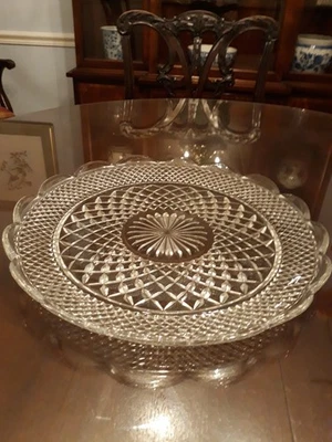 Plato/plato grande para pastel Anchor Hocking Wexford borde ahuecado de vidrio 14" - EVC Foto 1 de 4