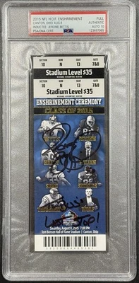 Jerome Bettis Signed 2015 NFL Hall of Fame Full Ticket + Inscription / PSA 10 - Image 1 of 3