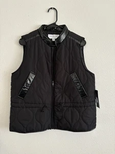 Marc New York Jeans Medium Black Quilted Vest with Faux Leather Accents - Picture 1 of 10