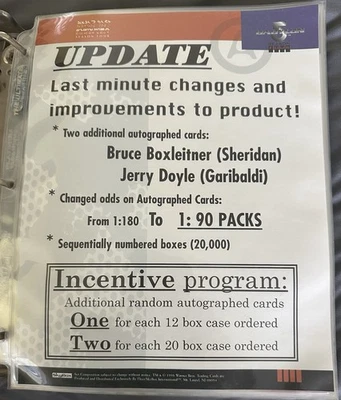 Babylon 5 Dealer Sell Sheets: Fleer Ultra, Skybox, Special Edition & Season Four - Image 1 of 4