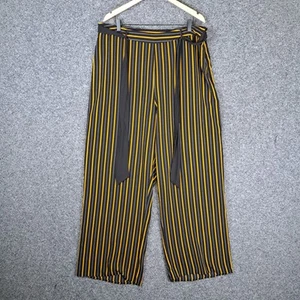 City Chic Womens Pants Plus Size M Medium Striped Belt Stretch Wide Leg - Picture 1 of 9