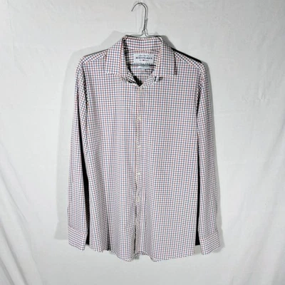 Mizzen Main Leeward Collection Button Up Men XL Trim Fit Red Blue Plaid Preppy - Image 1 of 4