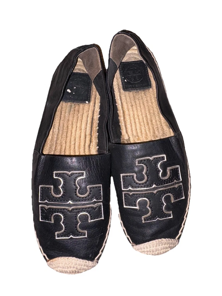 Alpargata Tory Burch INES mocasín plano de cuero negro para mujer talla 7  Foto 1 de 4