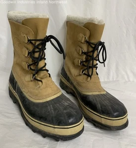 Men's Sorel Caribou Tan Black Insulated Liner Waterproof Snow Winter Boots 14 - Picture 1 of 12
