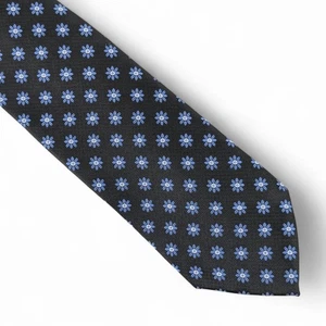 Club Room Men's Floral Neat Geo Tie Necktie Classic 3.25" Black Blue - Picture 1 of 4