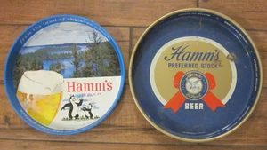 2 bandejas para servir cerveza Hamm's vintage diferentes oso y stock preferido St Paul MN - Imagen 1 de 10