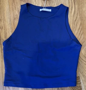 Nuevo con etiquetas Top Deportivo Mujer Reoria Azul Recortado Sin Mangas Pequeño - Imagen 1 de 1