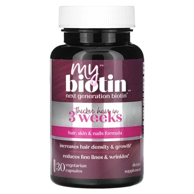 MyBiotin, fórmula para cabello, piel y uñas, 30 cápsulas vegetarianas Foto 1 de 2