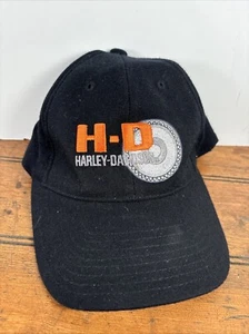 Harley Davidson Hat Cap One Size Fitted Black Dad Baseball Biker Spell Out S/M - Picture 1 of 9