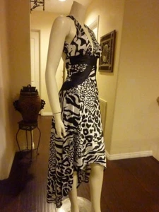 SEXY ANIMAL PRINT HALTER DRESS W/ HIGH LOW HEM - Picture 1 of 8