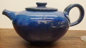 Studio Pottery Teapot Signed Daun Deep Blue Glaze - Picture 1 of 12