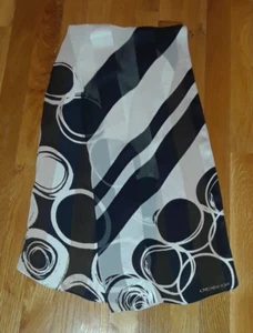 Jones New York Black White Geometric 100% Silk Oblong Scarf 51" READ - Picture 1 of 11