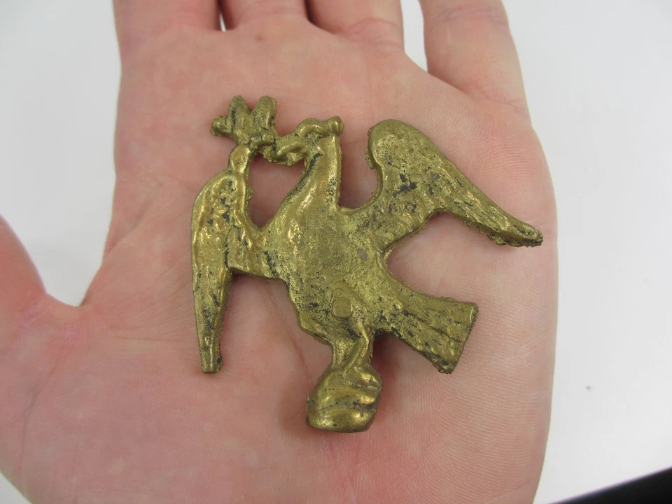 Vintage Brass Finial Top Ormolu Antique Hardware Old Mount Winged Eagle Bird  - Image 1 of 4